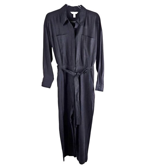NEW NWT Nine West Black Belted Utility Jumpsuit Long Sleeve Medium Pockets - Picture 3 of 14